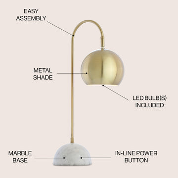 Stephen 23.5" Metal/Marble LED Table Lamp - JONATHAN Y
